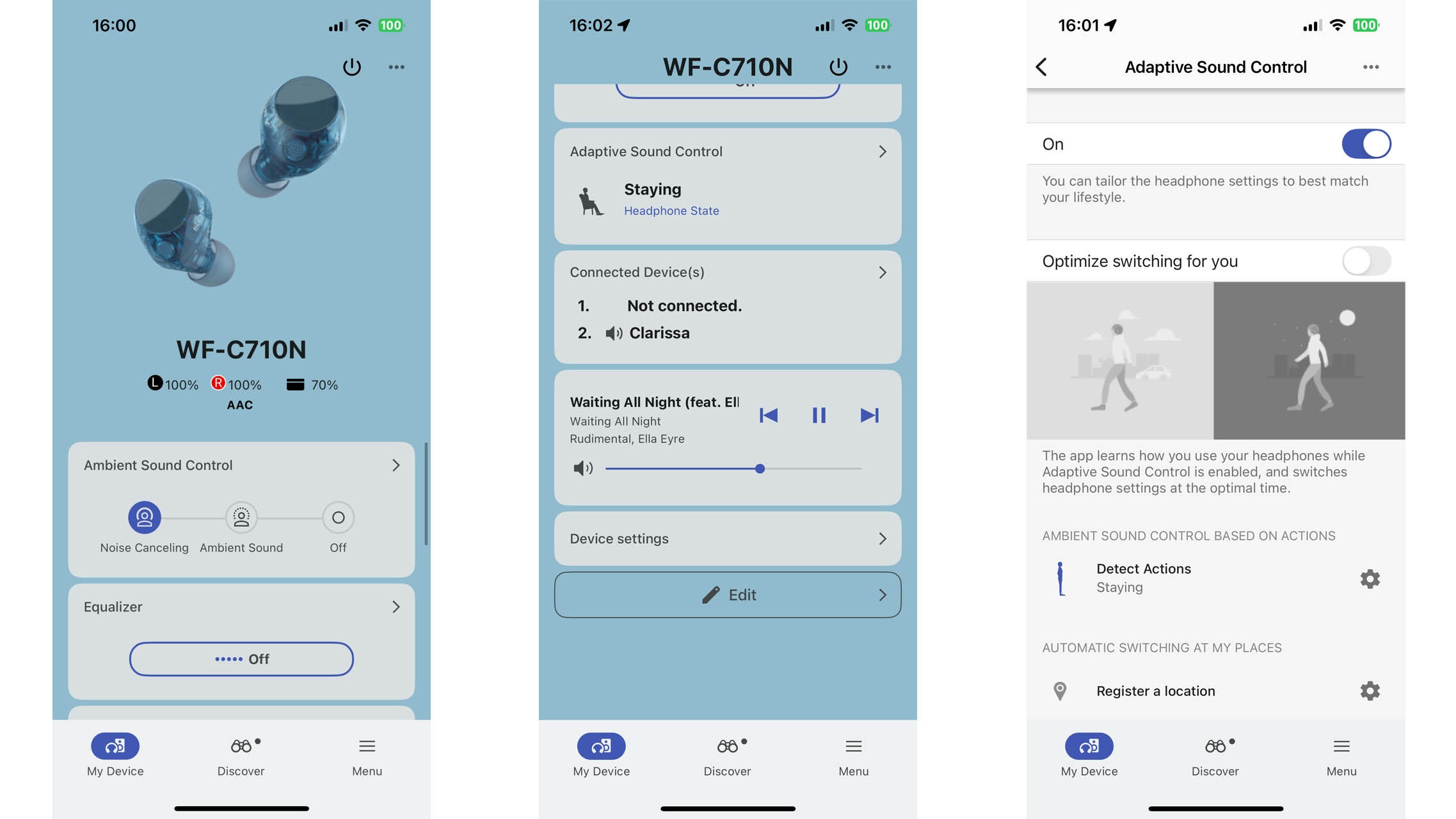 Скриншоты приложения Sony Sound Connect